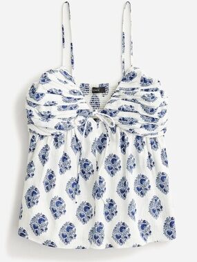 J crew Gathered Lurex gauze camisole in floral block print